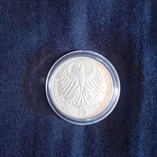 Silver Coin Germany 5 Mark 1975 commemorative, like new