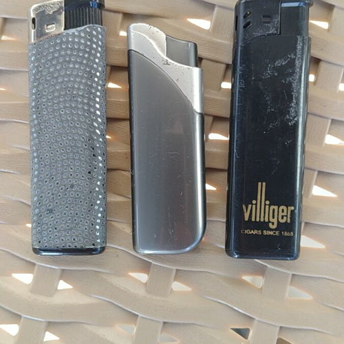 Lighters used, pack of 6 with 2 refill adapters, empty Bic