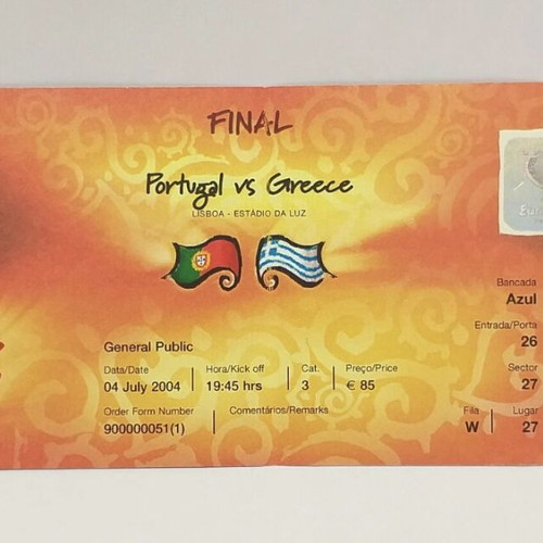 Euro 2004 Final Ticket Portugal Greece like new