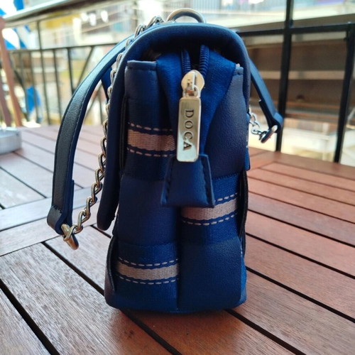 Doca women's crossbody bag like new, beige and blue