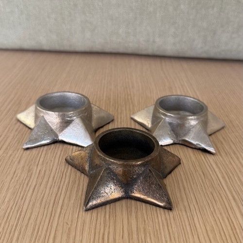 Metal Star Tealight Holders Set of 3 Rustic Industrial Style