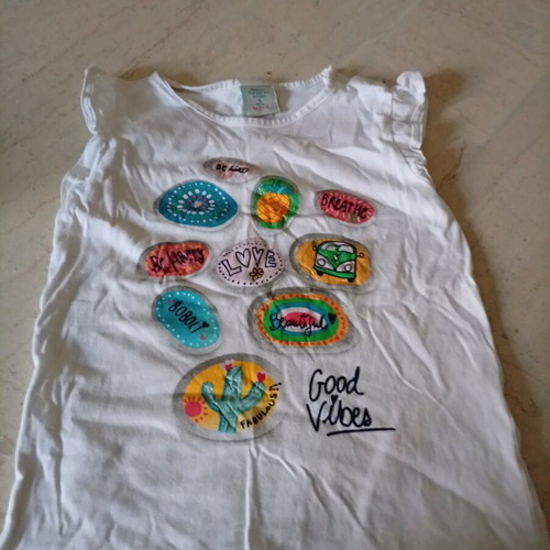 Boboli T-shirt for girl 116 cm like new, white multicolor