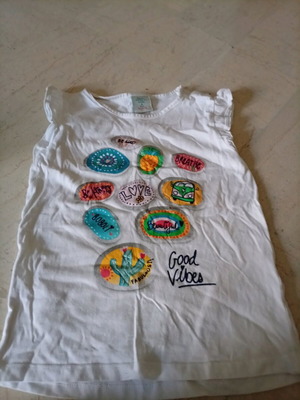 Boboli T-shirt for girl 116 cm like new, white multicolor