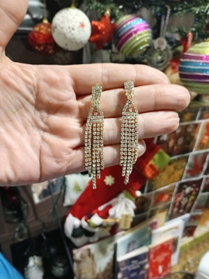 Σκουλαρίκια κρεμαστά χρυσό με στρας καινούρια