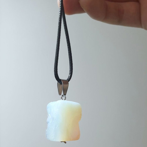 Handmade necklace with raw opal and stainless steel clasp new