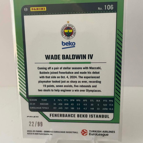 Wade Baldwin Red Optic Card /99 like new