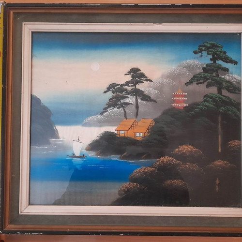 Japanese painting used with signature and frame