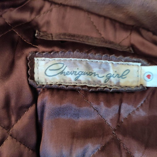 Chevignon brown leather jacket used, oiled leather, vintage ’90s