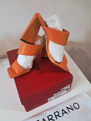Carrano orange heeled sandals like new, size 36, 10 cm heel