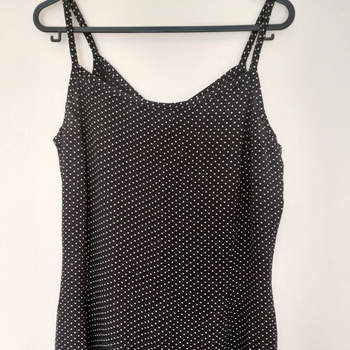 Vintage maxi slip dress like new, black and white polka dots, size XS/S