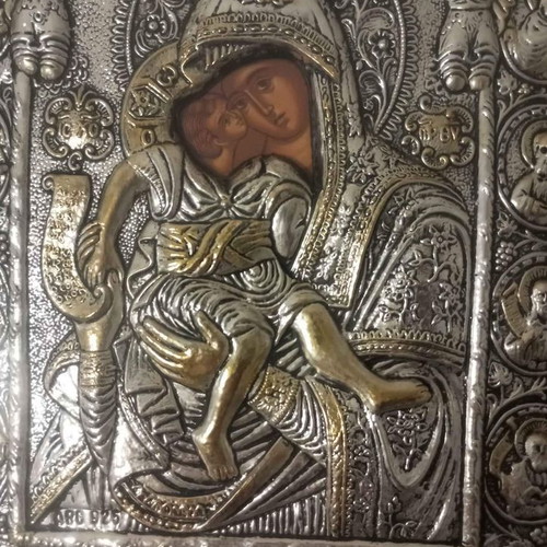 Axion Esti icon used with frame and glass, silver and 24k gold 48x40