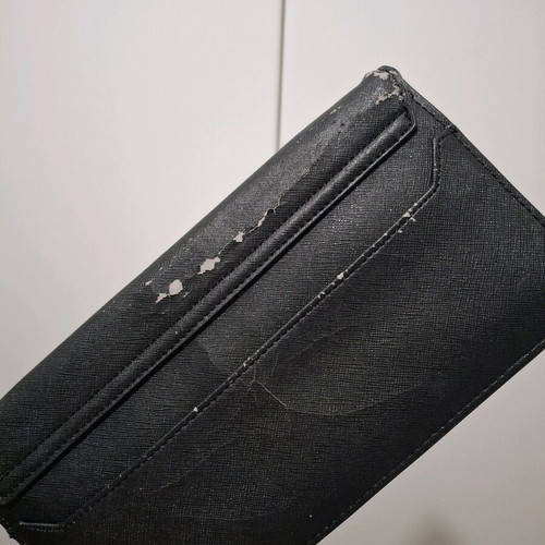 Zara handheld bag used, black with gold embossed details