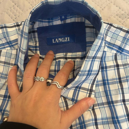 Men's blue checkered shirt like new