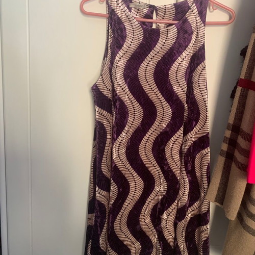 Velvet dress purple with beige like new Urban