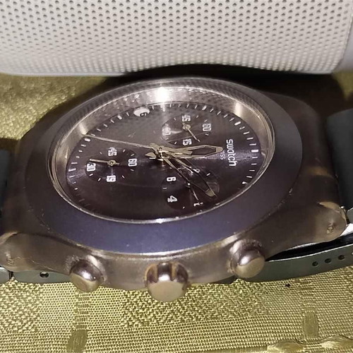 Swatch Irony diaphane gray used, steel bracelet and dial