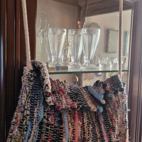 Boho woven shoulder bag like new, multicolor tote style