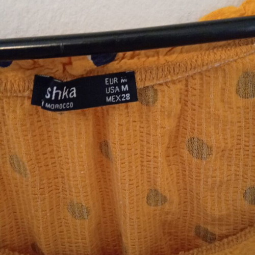 Polka dot blouse M like new, blue and yellow Bershka
