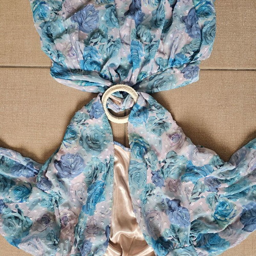 Boho dress Iraida like new, floral cut out, blue