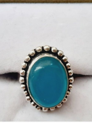 Silver-plated ring with turquoise stone adjustable size
