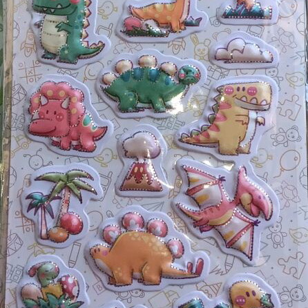 Pop-up dinosaur stickers new with metallic details