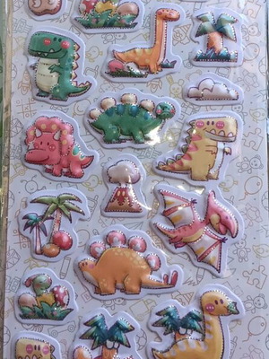 Pop-up dinosaur stickers new with metallic details
