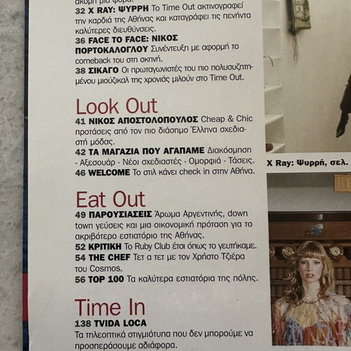 Time Out Athens magazine Anna Vissi 2003, like new