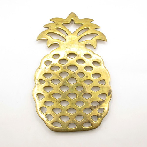 Vintage brass pineapple trivet 1970s 20.3 cm