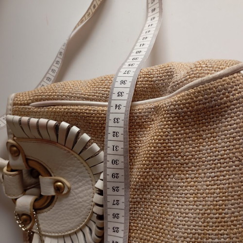 Luana rattan leather shoulder bag used, white beige