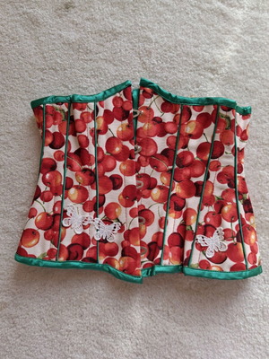 Theia collectible low corset with cherries and butterflies new