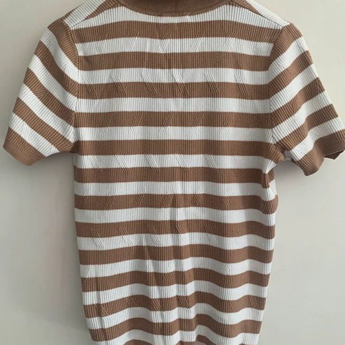 Rio & Rian striped blouse used, size L/XL, white and brown