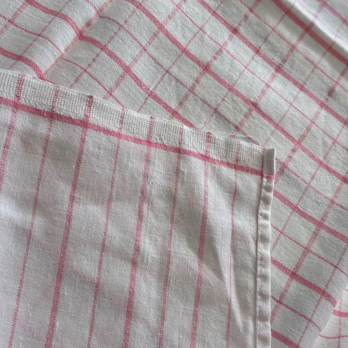 Linen tablecloth new with pink checkered pattern