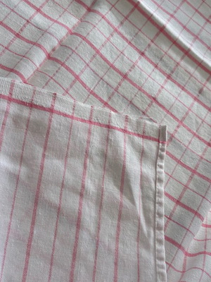 Linen tablecloth new with pink checkered pattern