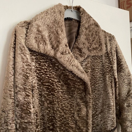 Sisley synthetic fur coat, beige, size M