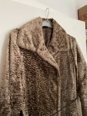 Sisley synthetic fur coat, beige, size M