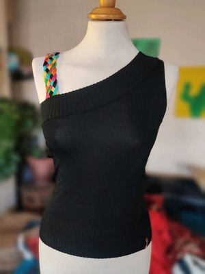Vintage y2k Black top Miss Sixty like new with multicolor strap