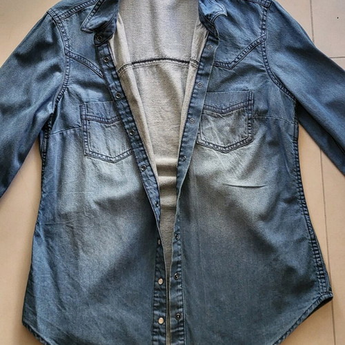 Heidi Klum Oversized Shirt with Pearl Detail Like New Blue XL