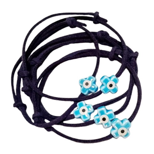 Set of 100 handmade baptism bracelets with suede cord and ceramic cross