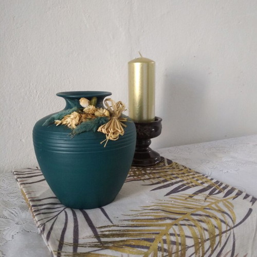 Vintage German ceramic vase used with dried flower decoration