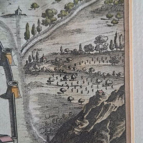 Engraving of Coronelli's Athens 1680 used, framed art