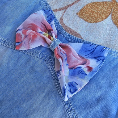 Denim floral dress for girl 10 years old, used