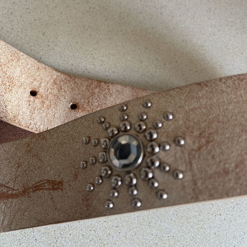 Vintage Guess leather belt metallic with studs and crystals, like new