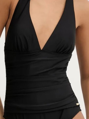 DKNY one-piece swimsuit like new, black, halter neck, shirring details