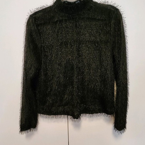 Zara black blouse Medium like new with fine fringes