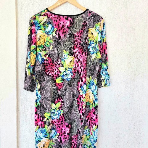 Lavelle Plus Size Dress with Leopard and Floral Print 2XL