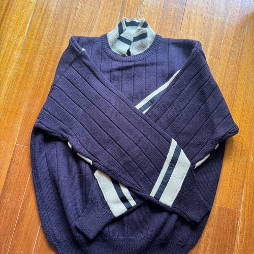 Björn Borg vintage wool sweater XL like new, blue with beige details