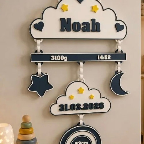 Decorative Baby Room Ornament with Personalized Birth Details
