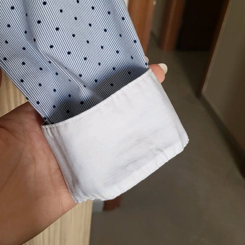 H&M women's shirt white-blue with dots like new, size 38