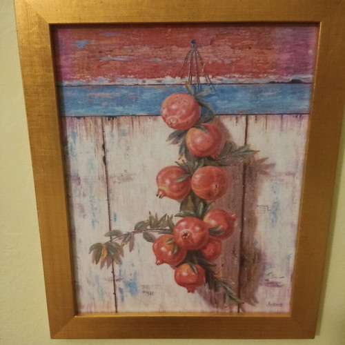 Pomegranate framed art used in handmade wooden frame