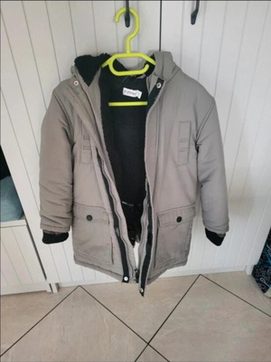 Kids parka jacket used, khaki, size 8 years, height 128 cm