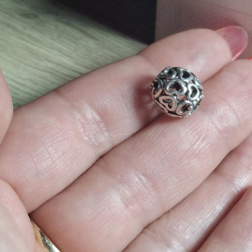 Pandora charm with hearts, silver